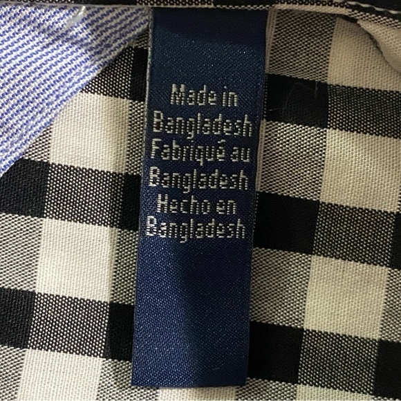 Tommy Hilfiger Men's 16 Black & White Plaid Casual Button Down Long Sleeve Shirt - Picture 11 of 12